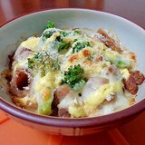 蓮根牛肉煮物で♪マヨチーズ焼き